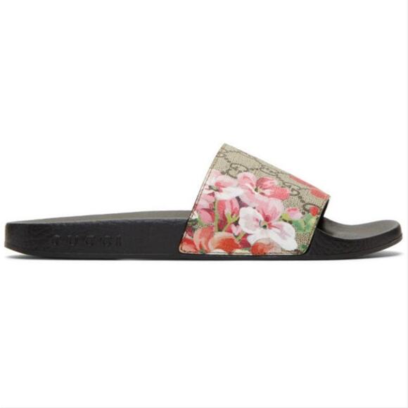 GUCCI GG logo floral bloom rubber pool slides - Picture 1 of 6